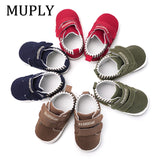 Infant Babies Boy Girl Shoes Sole Soft Canvas Solid Footwear For Newborns Toddler Crib Moccasins 4 Colors Available