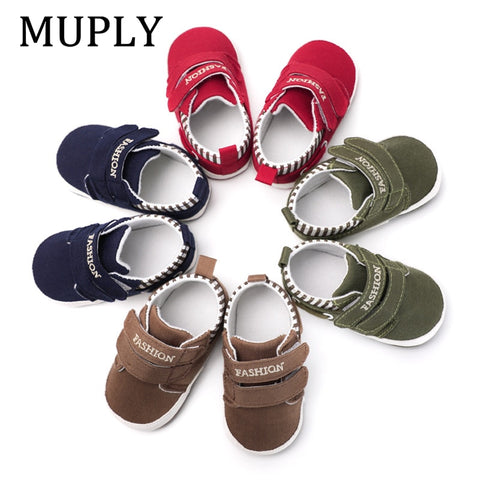 Infant Babies Boy Girl Shoes Sole Soft Canvas Solid Footwear For Newborns Toddler Crib Moccasins 4 Colors Available