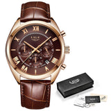 LIGE Watch For Men Top Brand Luxury Waterproof 24 Hour Date Quartz Clock Brown Leather Sports WristWatch Relogio Masculino 2020