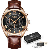 LIGE Watch For Men Top Brand Luxury Waterproof 24 Hour Date Quartz Clock Brown Leather Sports WristWatch Relogio Masculino 2020