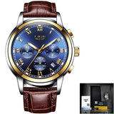 LIGE Watch For Men Top Brand Luxury Waterproof 24 Hour Date Quartz Clock Brown Leather Sports WristWatch Relogio Masculino 2020