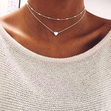 New Lovely Style 2 layers Love Heart  Adjustable Necklace Multilayer Chain Choker Necklace For Gift 2 Pcs/Set