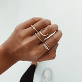 Vintage Women crystal Finger Knuckle Rings Set For Girls Moon lotus Charm Bohemian Ring Fashion Jewelry Gift