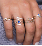Vintage Women crystal Finger Knuckle Rings Set For Girls Moon lotus Charm Bohemian Ring Fashion Jewelry Gift