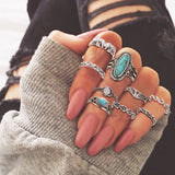 Vintage Women crystal Finger Knuckle Rings Set For Girls Moon lotus Charm Bohemian Ring Fashion Jewelry Gift