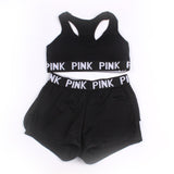 Seamless Yoga Set Women Sport Suit Letter Sportswear For Women Fitness Push Up Bra+gym Short Female Running Workout Clothes