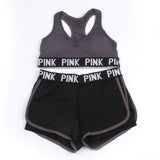 Seamless Yoga Set Women Sport Suit Letter Sportswear For Women Fitness Push Up Bra+gym Short Female Running Workout Clothes