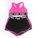Seamless Yoga Set Women Sport Suit Letter Sportswear For Women Fitness Push Up Bra+gym Short Female Running Workout Clothes