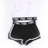 Seamless Yoga Set Women Sport Suit Letter Sportswear For Women Fitness Push Up Bra+gym Short Female Running Workout Clothes