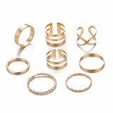 Original Design Gold Color Round Hollow Geometric Rings Set For Women Fashion Cross Twist Open Ring  Joint Ring Female Jewelry