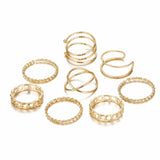 Original Design Gold Color Round Hollow Geometric Rings Set For Women Fashion Cross Twist Open Ring  Joint Ring Female Jewelry