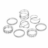 Original Design Gold Color Round Hollow Geometric Rings Set For Women Fashion Cross Twist Open Ring  Joint Ring Female Jewelry