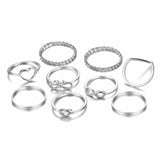 Original Design Gold Color Round Hollow Geometric Rings Set For Women Fashion Cross Twist Open Ring  Joint Ring Female Jewelry