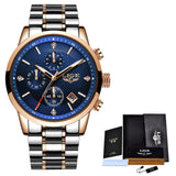 2020 LIGE Men Watches Top Luxury Brand Sport Quartz Watch Men Chronograph Waterproof Wrist Watch Man Stainless Steel Date Clock