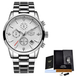 2020 LIGE Men Watches Top Luxury Brand Sport Quartz Watch Men Chronograph Waterproof Wrist Watch Man Stainless Steel Date Clock