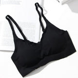 Thin Push Up Vest Bra Women Ice Silk Seamless Underwear Soft Comfortable Sleep Top With Chest Padded Plus Size Bras For Women