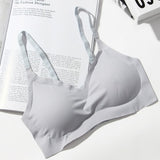 Thin Push Up Vest Bra Women Ice Silk Seamless Underwear Soft Comfortable Sleep Top With Chest Padded Plus Size Bras For Women