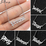 Hip Hop Art Letter Stainless Steel Necklace Gothic Punk Gross babygirl angel Baby princess prince Pendant Harajuku Necklace Gift