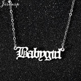 Hip Hop Art Letter Stainless Steel Necklace Gothic Punk Gross babygirl angel Baby princess prince Pendant Harajuku Necklace Gift