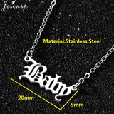 Hip Hop Art Letter Stainless Steel Necklace Gothic Punk Gross babygirl angel Baby princess prince Pendant Harajuku Necklace Gift