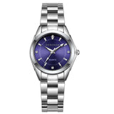 CHRONOS Women Stainless Steel Rhinestone Watch Silver Bracelet Quartz Waterproof Lady Business Analog Watches Pink Blue Dial
