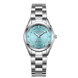 CHRONOS Women Stainless Steel Rhinestone Watch Silver Bracelet Quartz Waterproof Lady Business Analog Watches Pink Blue Dial