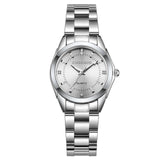 CHRONOS Women Stainless Steel Rhinestone Watch Silver Bracelet Quartz Waterproof Lady Business Analog Watches Pink Blue Dial