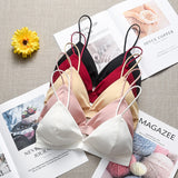 GUMPRUN Seamless Soft Bras for Women Thin Strap Wireless Push Up Bra Backless Comfort Underwear Bralette Sexy Lingerie
