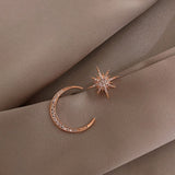2020 new star moon earrings Korean version asymmetrical high sense earrings fashion earrings Prevent Allergy exquisite ear nail