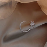 2020 new star moon earrings Korean version asymmetrical high sense earrings fashion earrings Prevent Allergy exquisite ear nail