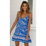 Women Boho Beach Dress Sleeveless Floral V Neck Strappy Summer Dresses Casual Loose Sundress Short Dress Vestidos Hot 29 Styles