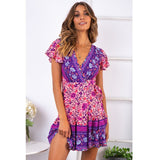 Women Boho Beach Dress Sleeveless Floral V Neck Strappy Summer Dresses Casual Loose Sundress Short Dress Vestidos Hot 29 Styles