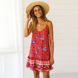 Women Boho Beach Dress Sleeveless Floral V Neck Strappy Summer Dresses Casual Loose Sundress Short Dress Vestidos Hot 29 Styles