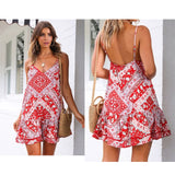 Women Boho Beach Dress Sleeveless Floral V Neck Strappy Summer Dresses Casual Loose Sundress Short Dress Vestidos Hot 29 Styles