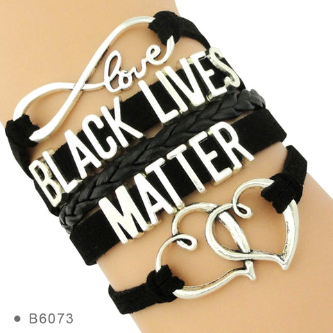 Infinity Love Support the Black All Black Lives Matter I can't Breathe Not One More Heart Leather Mens Bracelets for Women