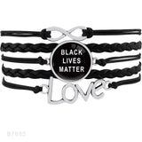 Infinity Love Support the Black All Black Lives Matter I can't Breathe Not One More Heart Leather Mens Bracelets for Women