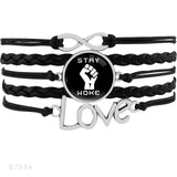 Infinity Love Support the Black All Black Lives Matter I can't Breathe Not One More Heart Leather Mens Bracelets for Women