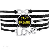 Infinity Love Support the Black All Black Lives Matter I can't Breathe Not One More Heart Leather Mens Bracelets for Women