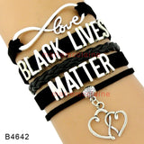 Infinity Love Support the Black All Black Lives Matter I can't Breathe Not One More Heart Leather Mens Bracelets for Women