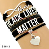 Infinity Love Support the Black All Black Lives Matter I can't Breathe Not One More Heart Leather Mens Bracelets for Women