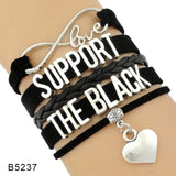 Infinity Love Support the Black All Black Lives Matter I can't Breathe Not One More Heart Leather Mens Bracelets for Women