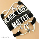 Infinity Love Support the Black All Black Lives Matter I can't Breathe Not One More Heart Leather Mens Bracelets for Women