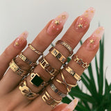 KSRA Boho Vintage Gold Star Knuckle Rings For Women BOHO Crystal Star Crescent Geometric Female Finger Rings Set Jewelry 2020