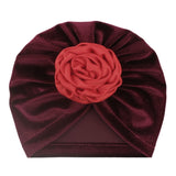 New Flower Baby Hat for Girls Princess Velvet Baby Beanie Elastic Toddler Baby Turban Hats Infant Girl Cap 20 Colors