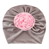 New Flower Baby Hat for Girls Princess Velvet Baby Beanie Elastic Toddler Baby Turban Hats Infant Girl Cap 20 Colors