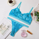 Sexy Lingerie Lace 3/4 Cup Bra Sets For Women Wireless Thin Breathable Comfortable Underwear Solid Color Lingerie Bralette Set
