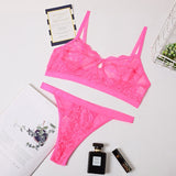Sexy Lingerie Lace 3/4 Cup Bra Sets For Women Wireless Thin Breathable Comfortable Underwear Solid Color Lingerie Bralette Set