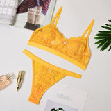 Sexy Lingerie Lace 3/4 Cup Bra Sets For Women Wireless Thin Breathable Comfortable Underwear Solid Color Lingerie Bralette Set