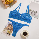 Sexy Lingerie Lace 3/4 Cup Bra Sets For Women Wireless Thin Breathable Comfortable Underwear Solid Color Lingerie Bralette Set
