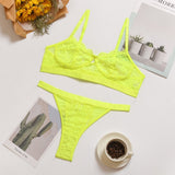 Sexy Lingerie Lace 3/4 Cup Bra Sets For Women Wireless Thin Breathable Comfortable Underwear Solid Color Lingerie Bralette Set